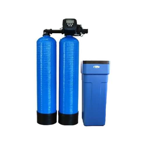 Water Softener System with dual blue tanks and digital interface for efficient hard water treatment.