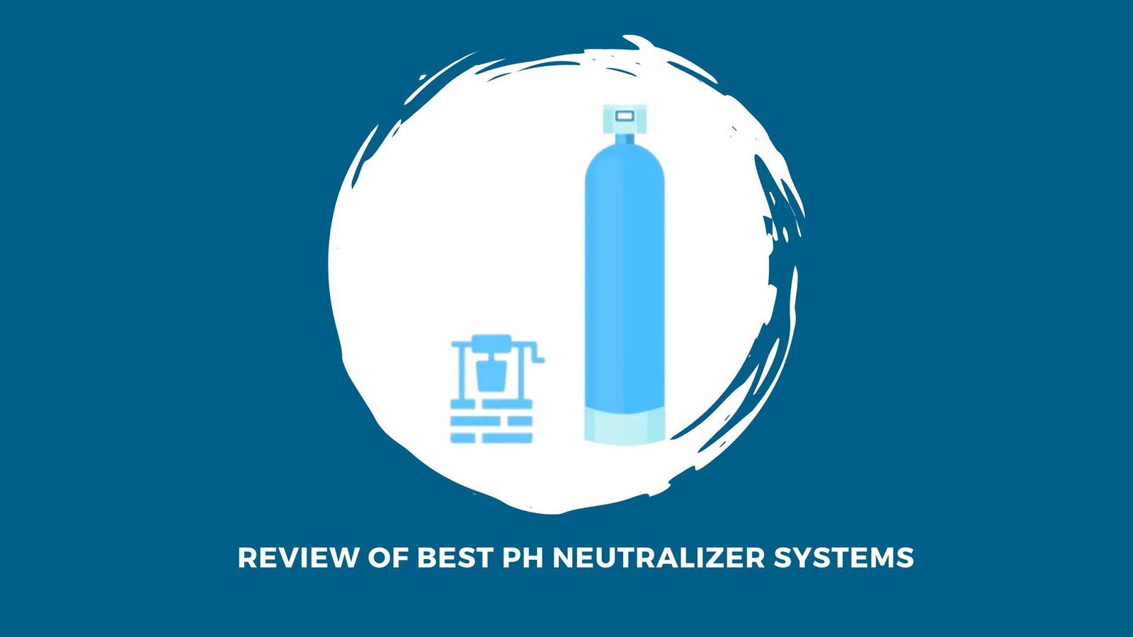 Acid Neutralizer depiction of a well water pH system with filter tank and pump illustration.