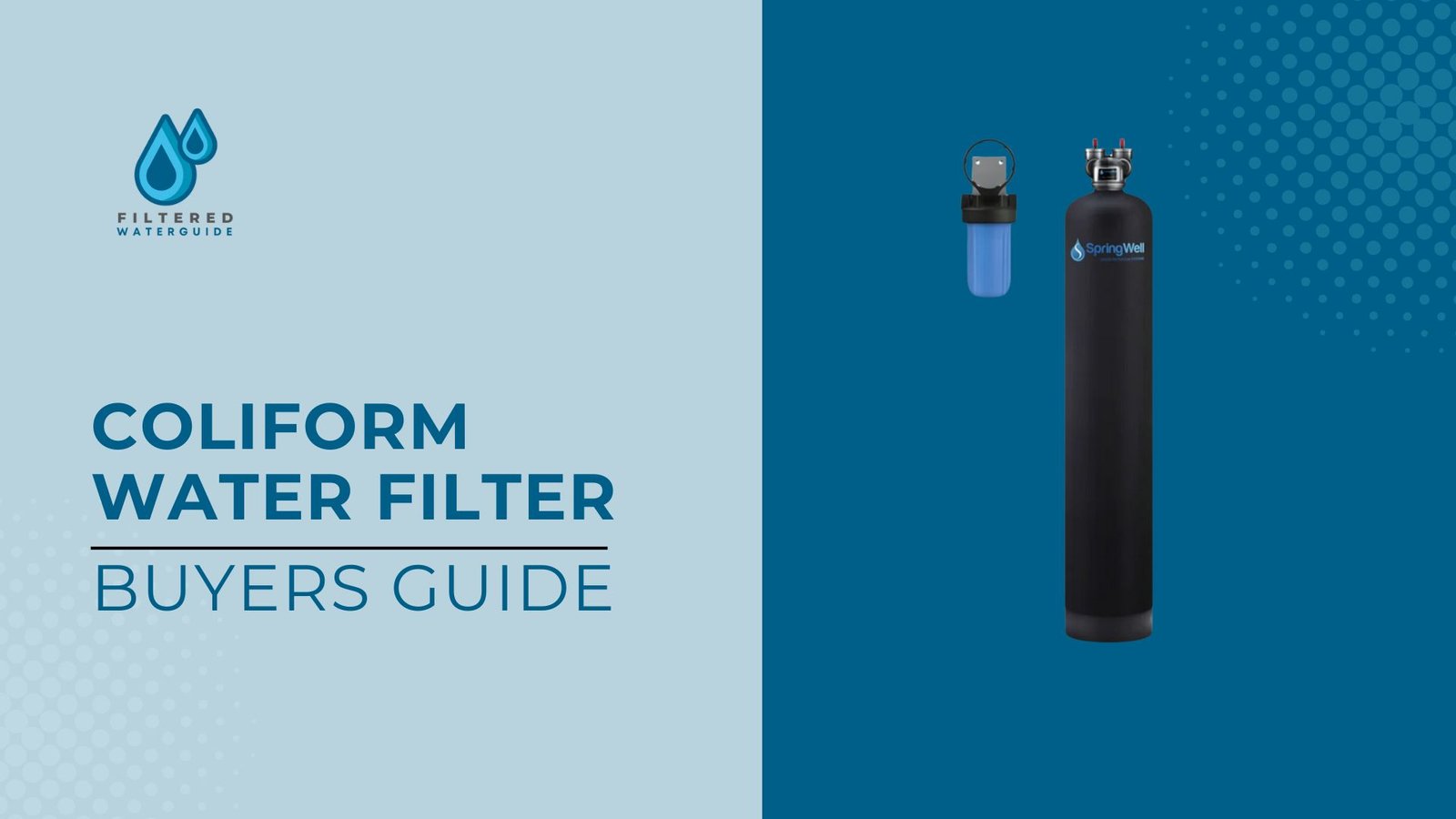 Best coliform water filters guide with blue and black filtration components on contrasting backgrounds.