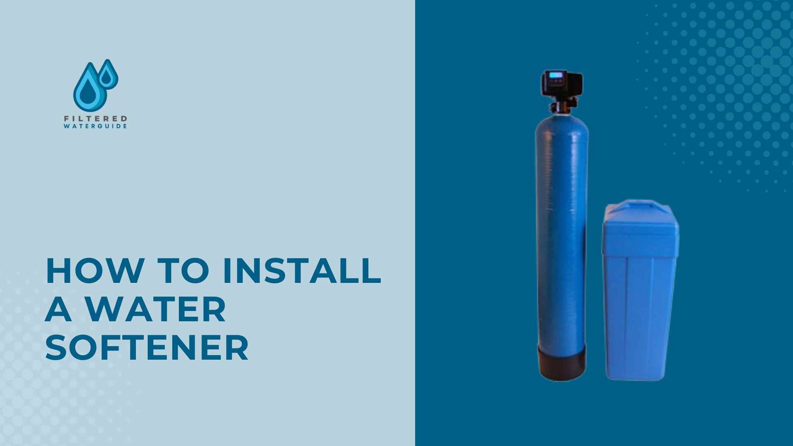 Diy water softener guide showing installation steps with blue tanks and instructional text on water softening.