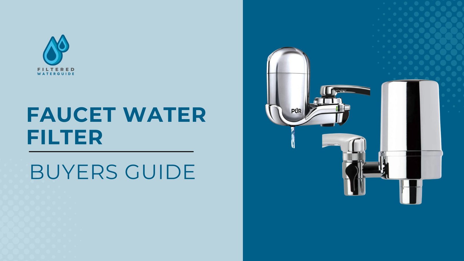 Faucet water filters guide comparing two modern, metallic designs with distinctive features for easy installation.