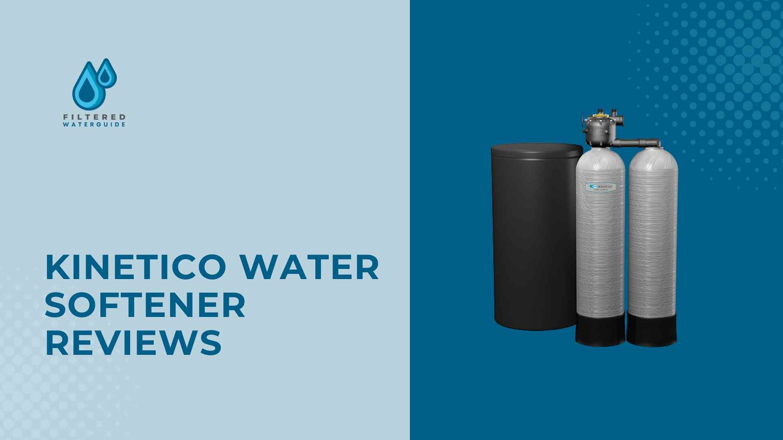 Kinetico water softener review featuring Kinetico system with two metallic tanks and sleek black container.