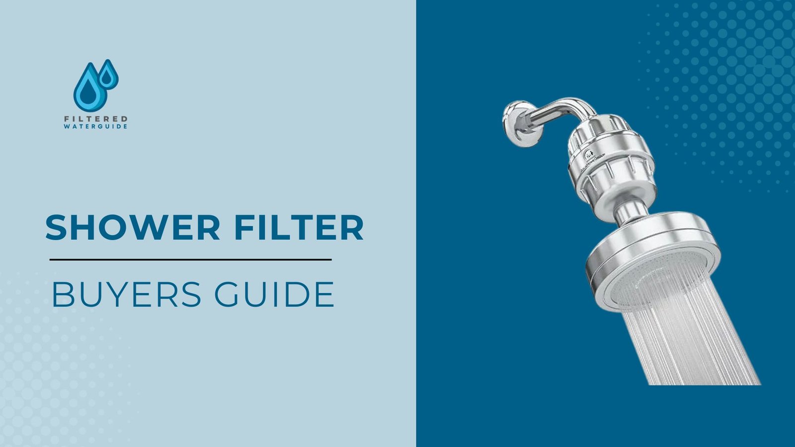 Shower head filters buyers guide on modern filtration systems with sleek showerhead design and water flow.