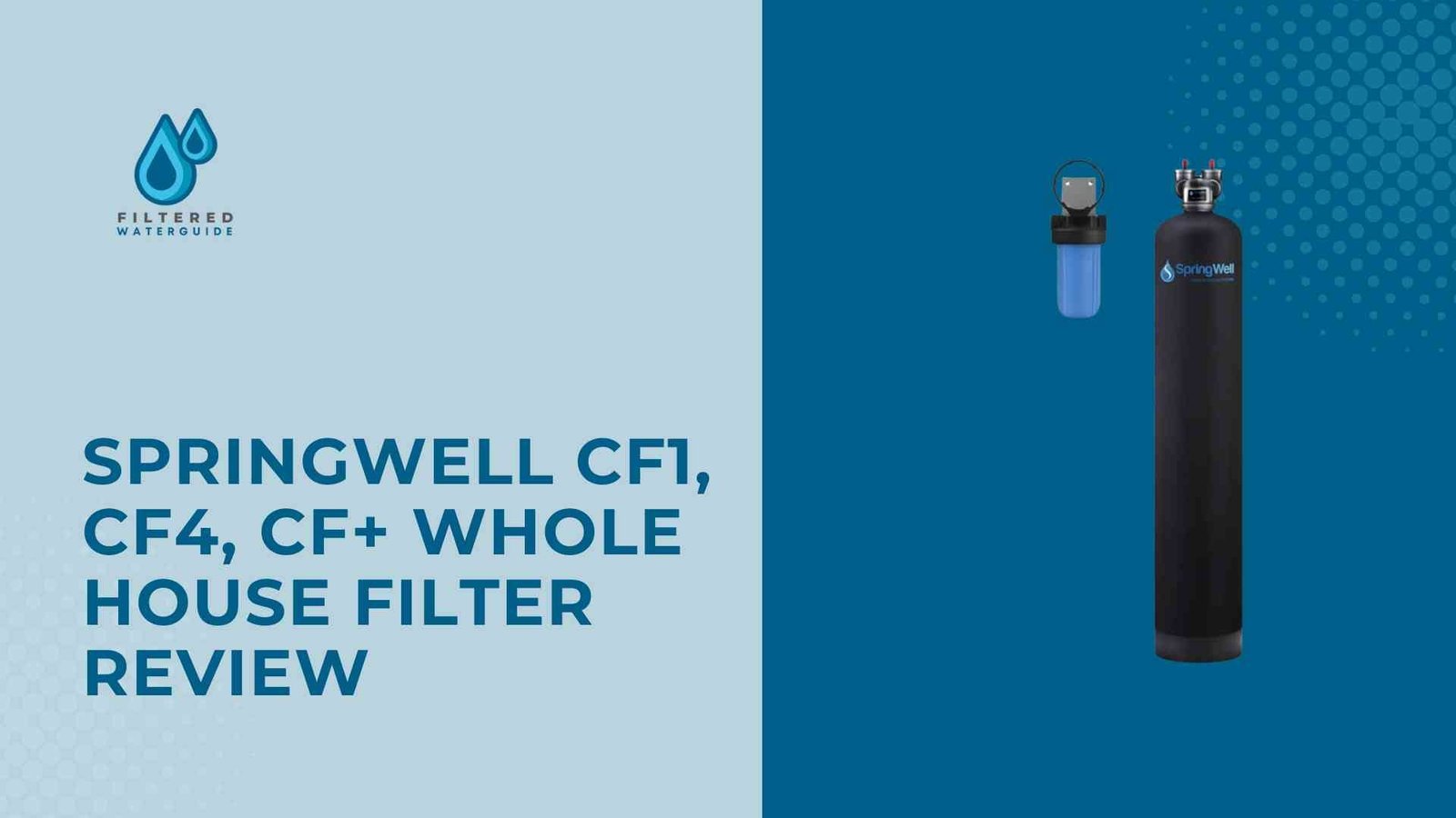 Springwell CF filters review featuring CF1, CF4, CF+ models, highlighting their design and efficiency.