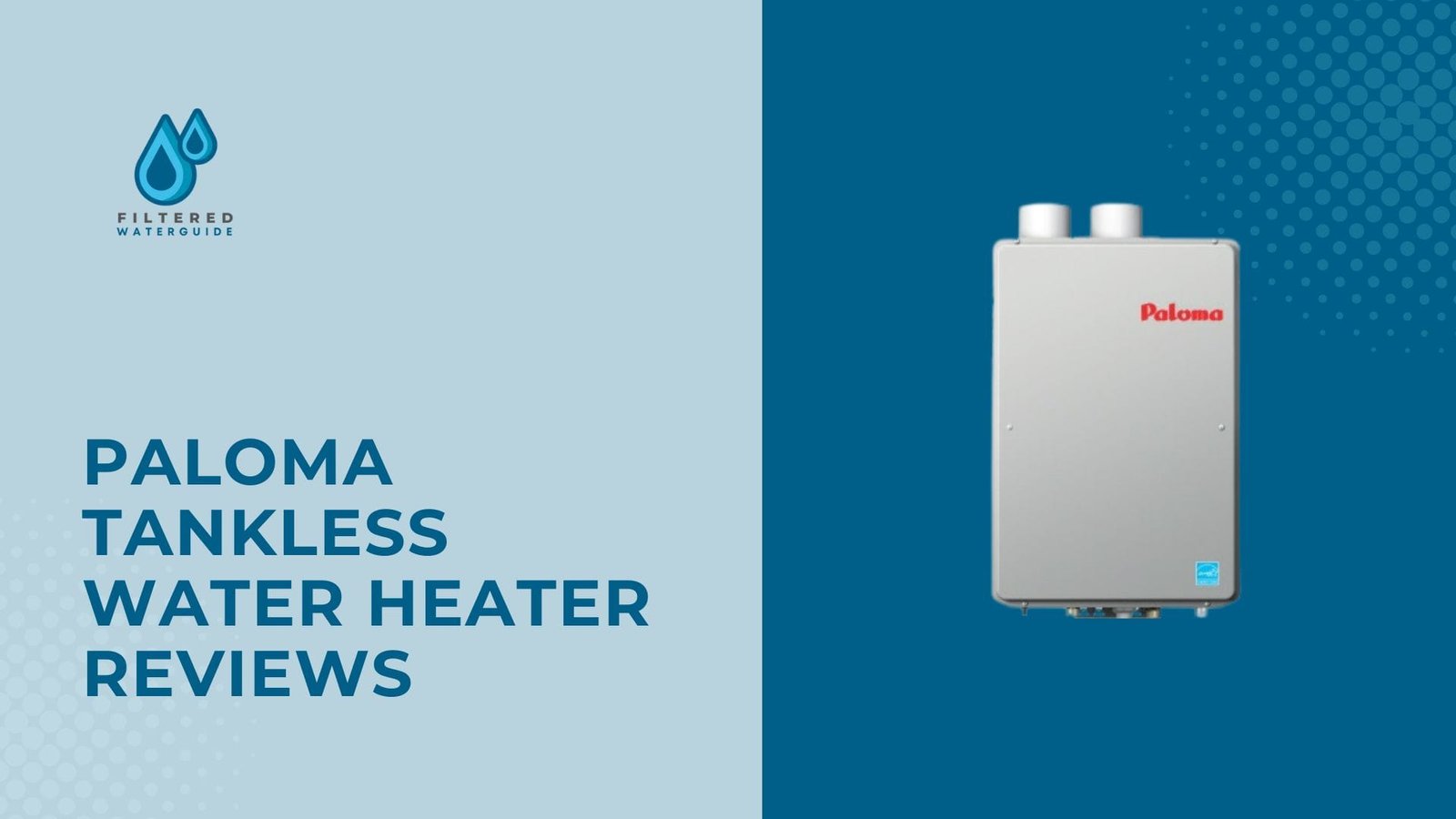 Best Paloma water heaters overview with logo and illustration of a compact tankless model design.