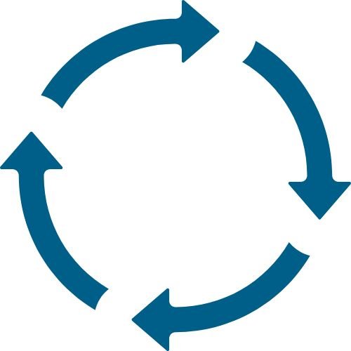 Recycle water filters circular arrows showing sustainability and continuous process in blue flow.