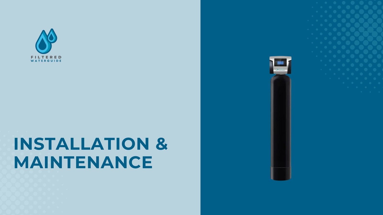 Softpro Iron Master Water Filter ad showing sleek black filter unit with installation and maintenance services.