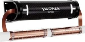 Apartment water softener Yarna CWD30 featuring sleek design, glossy finish, copper bands, and precise coils.