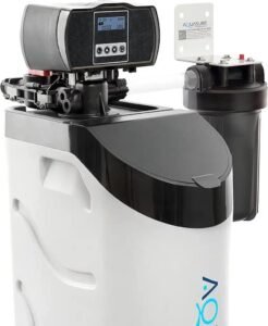 Aquasure water softener AS HL34A with digital control panel and contrasting black filter unit.