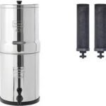 Berkey Water Filters sleek stainless steel filtration system with two black carbon-based filters.