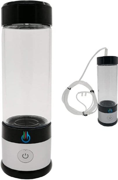 Best hydrogen water machine H2 USB Sport Maxx Bottle featuring transparent design with control panel and tube.