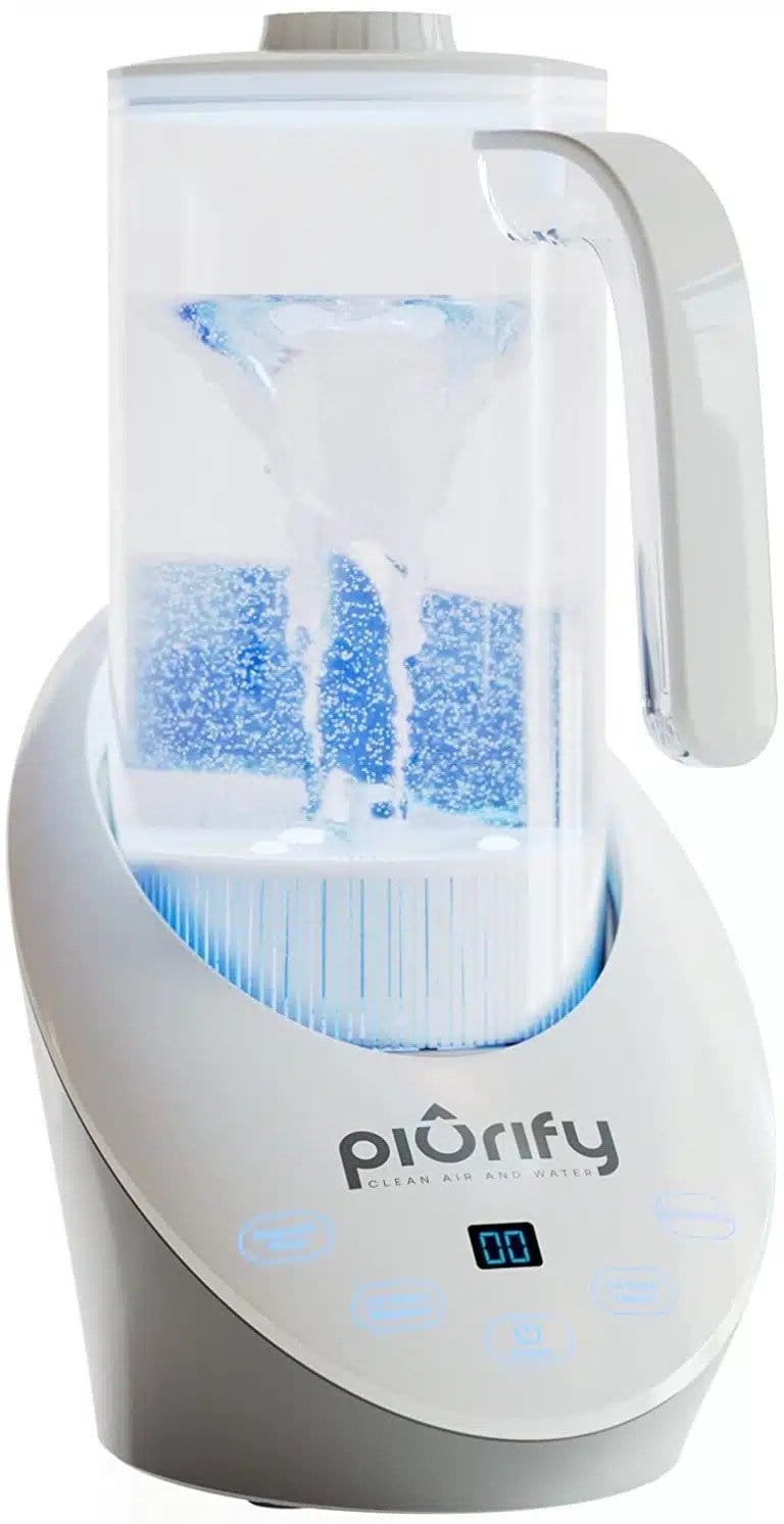 Best hydrogen water machine Piurify showcasing sleek design with blue-lit filtration and digital controls.