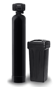 Best water filter Fleck 5600 softener with digital control, sleek black tanks for home water treatment.