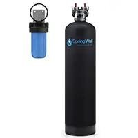 Best Whole House Water Filters SpringWell featuring sleek black tank and vibrant blue pre-filter design.