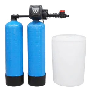 Clack Water Softener Duplex system with blue tanks and digital control for efficient hard water treatment.