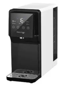 Countertop Reverse Osmosis System by Waterdrop: sleek water dispenser with touchscreen and transparent tank.