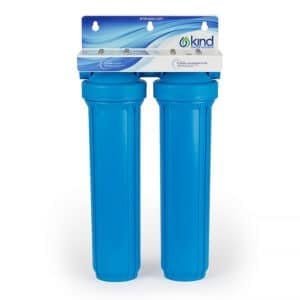 Kind Water Systems E 1000 water filter cartridges featuring sleek design, dual-stage filtration, and blue color.