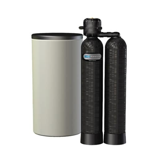 Kinetico Water Softener Premiere Series efficient dual-tank system with resin and brine tanks in modern design.