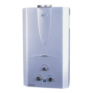 Marey Tankless Water Heater GA16L DP with sleek design, control knobs, and digital display for efficient use.
