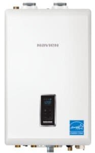 Navien Ncb 240 tankless water heater with sleek design, digital control panel, and ENERGY STAR efficiency.