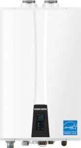 Navien Tankless Water Heaters Npe A Nv modern, energy-efficient design with digital display and plumbing connections.