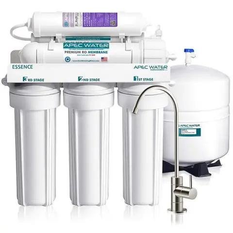 Reverse Osmosis Systems Apec Ultimate under-sink water filter featuring multi-stage filtration and dedicated faucet.