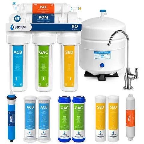 Reverse Osmosis Systems Express Water Ro5dx complete filtration system with multi-stage filters ensuring purified water.