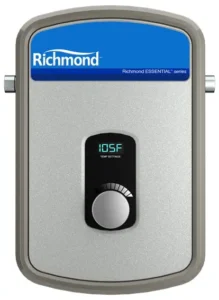 Richmond Essential Tankless Electric RMTEX 8 13kW water heater featuring digital display and temperature control.