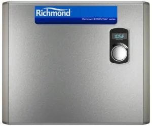 Richmond Tankless Water Heater Rmtex 36kw compact design with digital interface, ideal for efficient water heating.