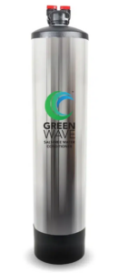 Us water systems Green Wave sleek stainless steel salt-free softener with eco-friendly design elements.