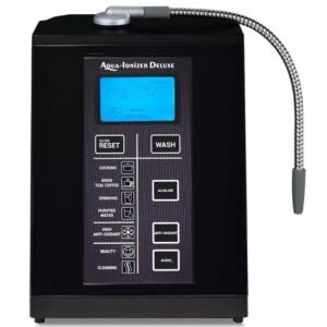 Water ionizer Aqua Ionizer Deluxe 95 with digital display, sleek design, and flexible spout hose.