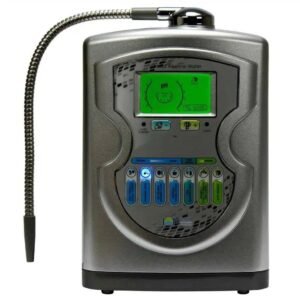 Water Ionizer Intel Gadgets Iontech showcasing modern design, adjustable hose, digital display, and filtration system.