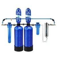 Well Water Softeners Aquasana water filtration system with blue tanks and advanced components for purification.