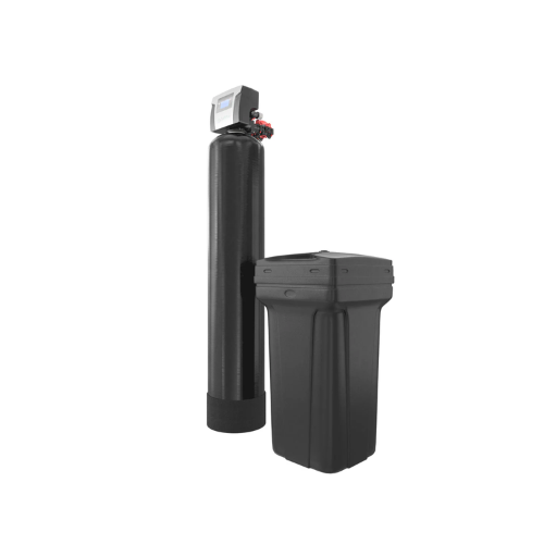 Well Water Softeners Softpro sleek, compact system with digital control valve and dual black tanks.