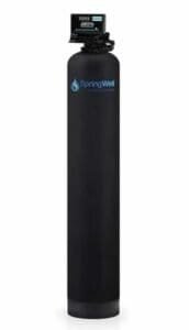 Whole House Water Filter Installation Springwell Ws sleek black unit with digital controls and blue logo.