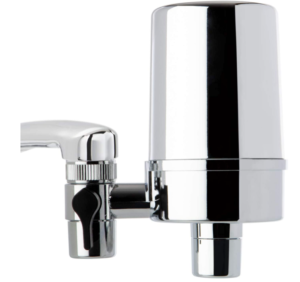 Faucet water filters Ispring DF2 CHR, chrome tap filter with ergonomic valve for modern kitchen.