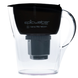 Water filter pitcher Epicnano featuring advanced nano filtration technology with sleek modern design and branding.